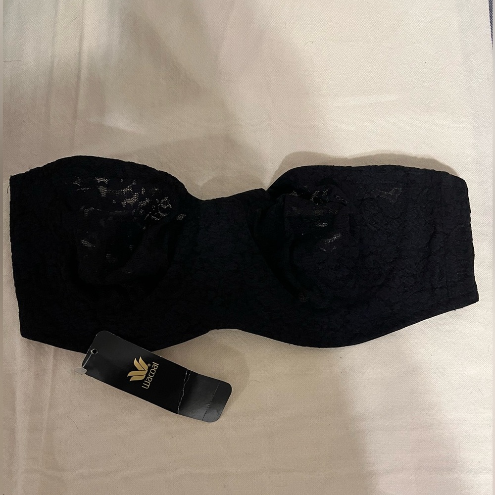 Wacoal black lace strapless bra NWT sz34D